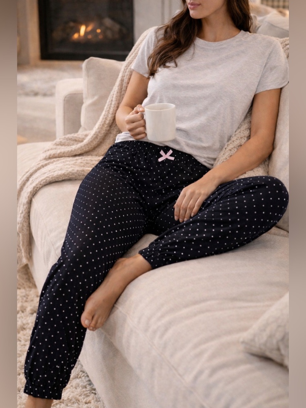 Marilyn Monroe Black Polka Dot Pajama Pants Women’s Size M Cozy Lounge